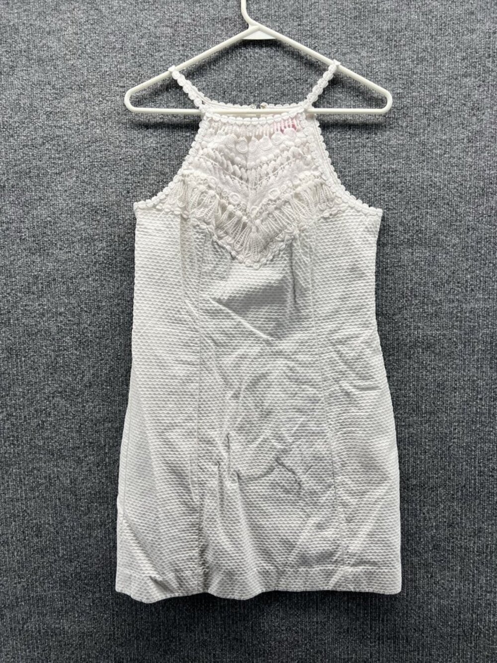 Lilly Pulitzer Dress Women 10 White Halter Sleeveless Jacquard Embroidered Short